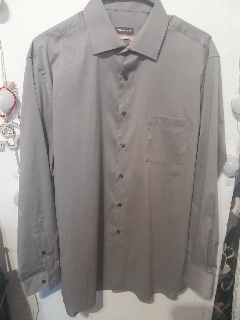 Gray Van Heusen Brand Mens Dress Shirt Size Large